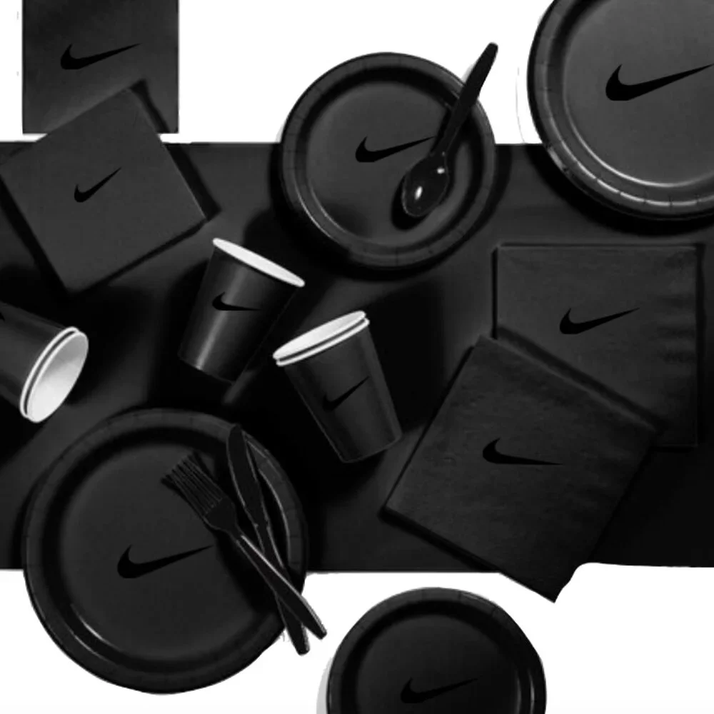 Custom Sw00sh Party, Birthday Party Dinnerware Set of 60 total pieces-Black